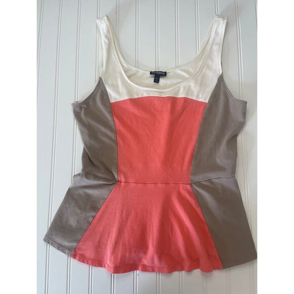 Express Color Block Tank Top Flutter Waist Size Women's Large - Picture 1 of 7